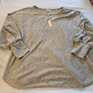 Max Studio London 3X 3XL NEW NWT Black Gray Womens Sweater Top Blouse Puff Sleev